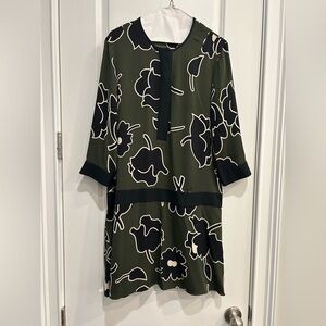 Diane Von Furstenberg Black and Green Floral Dress